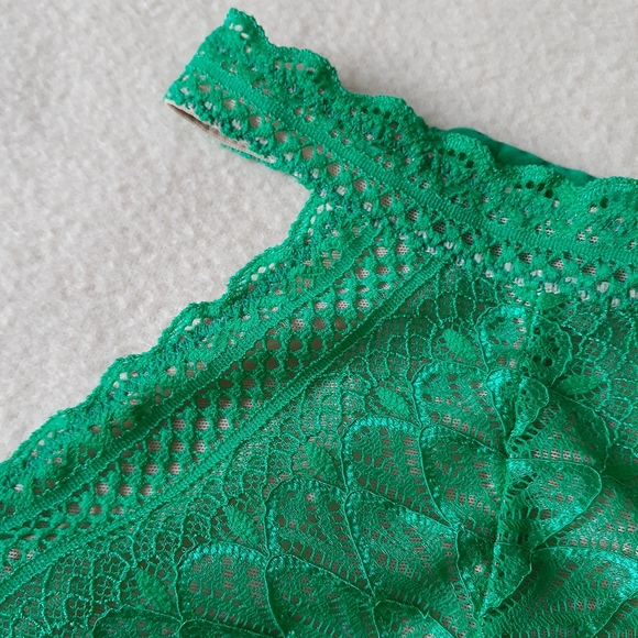 Saki Silver Green Halter Lace Bralette - Picture 2 of 5